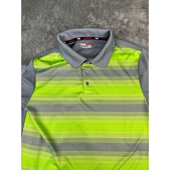 Men’s Fila Sport Grey Green Stripe Golf Polo Small – Excellent Condition - Picture 5 of 7